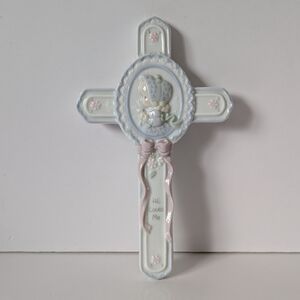 Precious Moments He Loves Me Vintage Decorative Ceramic Cross 1992 Enesco